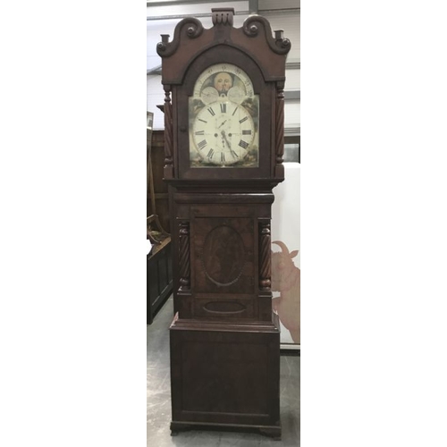 772 - A 19th century mahogany longcase clock, of large proportions, enamelled moonphase dial signed Jos Hi... 