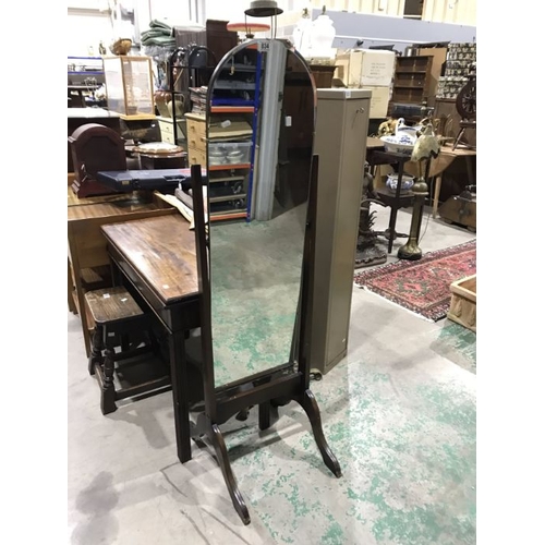 834 - A wooden framed Cheval Mirror, 150cm high