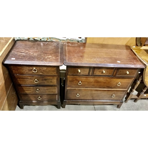 836 - A Stag Chest of three drawers, 82cm wide, 47cm deep and 71cm tall, together with a smaller chest, 53... 