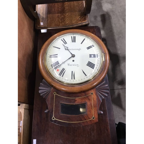 837 - An early 19th century Blakeborough of Burnley mahogany cased drop-dial fusee wall clock, white ename... 