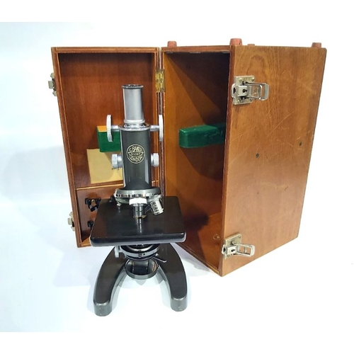 887 - C Baker, A wooden cased microscope, No.43397