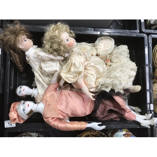 12 - Four early 20th century and later porcelain dolls, composite and cloth jointed bodies (4)