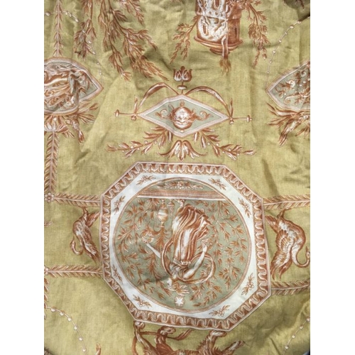 120 - A pair of chintz glazed cotton professionally made curtains, printed in autumnal hues with gulag iri... 