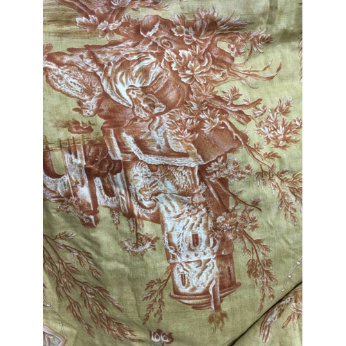 120 - A pair of chintz glazed cotton professionally made curtains, printed in autumnal hues with gulag iri... 