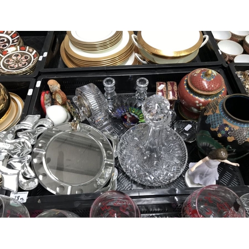 28 - Collection of cut glass and other items, including Waterford crystal clock, Swarovski ornaments, dri... 