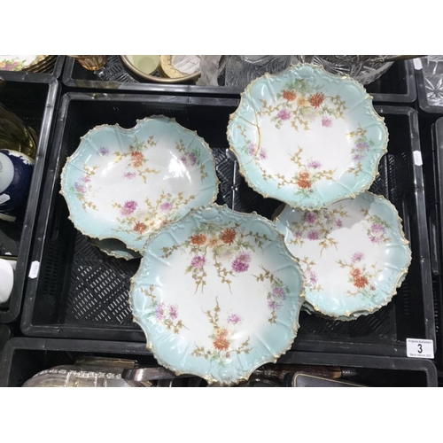 3 - A Limoges dessert service, including pair of comports, two serving dishes and six plates