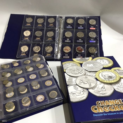 306 - Three Change Checker files, including 55 x £5, Queen's Beasts series etc, 29 x £2, 10 x £1, 112 x 50... 