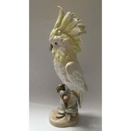 423 - A Royal Dux figure, modelled as a cockatiel on foliate moulded branch, pink triangle and printed mar... 