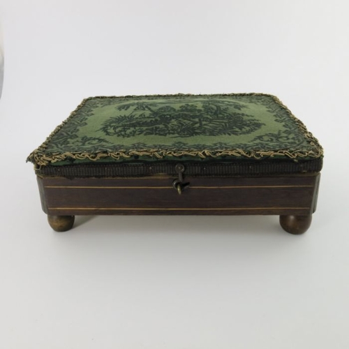 485 - A Regency tin foot warmer, circa 1820, contained in an insulated hinged wooden case with a chinoiser... 