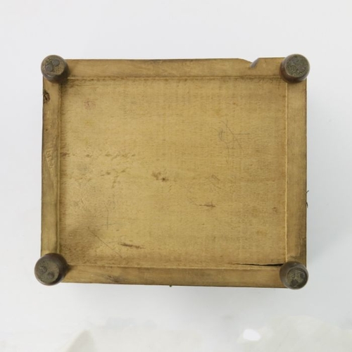 485 - A Regency tin foot warmer, circa 1820, contained in an insulated hinged wooden case with a chinoiser... 