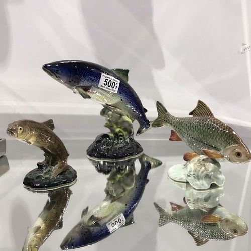 500 - Three Beswick fish, 1390 Trout, 1874 Roach and 1233 Atlantic Salmon (3)