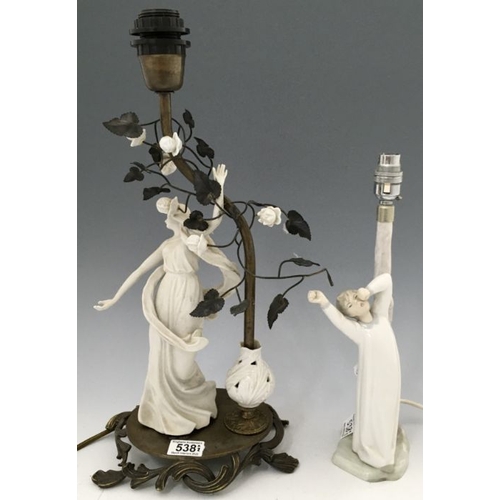 538 - A Nao Lladro figural table lamp and a parian figural example (2)