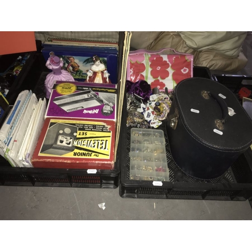 6 - A large quantity of toys, board games and costume jewellery, including Corgi trucks etc (4 trays)