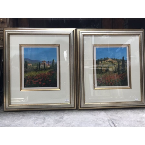 642 - John Wood (British, 20th Century), views in Tuscany, a pair, signed l.r., oil on board, 30 by 24cm, ... 