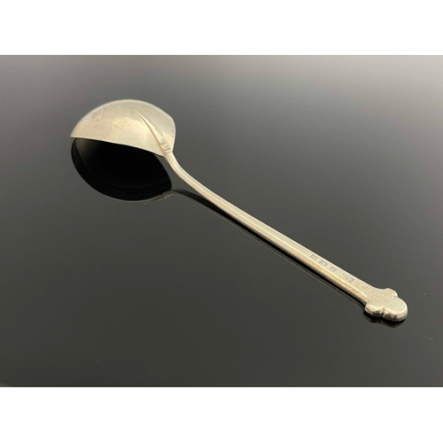 121 - Bernard Cuzner, an Arts and Crafts silver spoon, Birmingham 1943, the deep ladle type bowl on a 17th... 