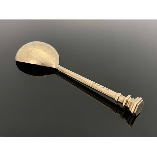 129 - Omar Ramsden, an Arts and Crafts silver seal top spoon, London 1938, hexagonal section tapered stem ... 