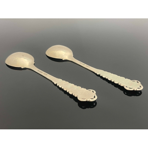 131 - Omar Ramsden and Alwyn Carr, a pair of Arts and Crafts silver spoons, Ramsden and Carr, London 1912,... 