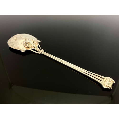 132 - Omar Ramsden and Alwyn Carr, a large Arts and Crafts silver spoon, Ramsden and Carr, London 1902, th... 