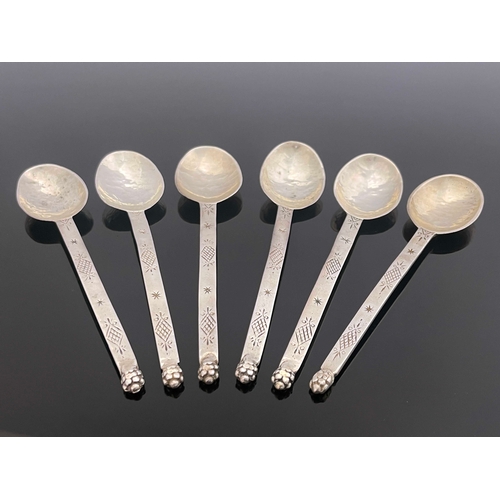 142 - Sandheim Brothers, a matched set of six Arts and Crafts silver spoons, various dates and makers incl... 