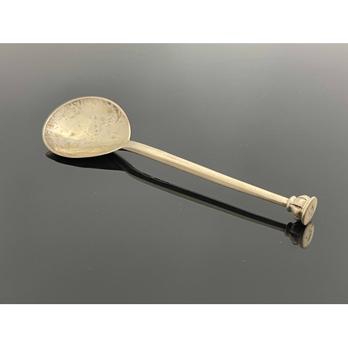 155 - Guild of Handicraft, an Arts and Crafts silver seal top spoon, London 1986, planished rat tail bowl ... 