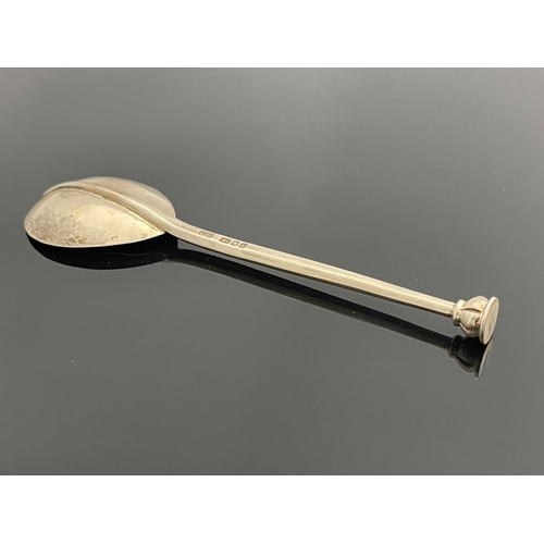 155 - Guild of Handicraft, an Arts and Crafts silver seal top spoon, London 1986, planished rat tail bowl ... 