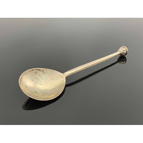 155 - Guild of Handicraft, an Arts and Crafts silver seal top spoon, London 1986, planished rat tail bowl ... 