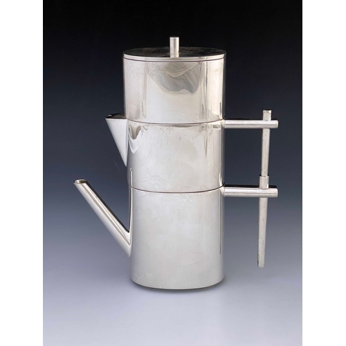 172 - Giacomo Vavassori for Vavassori and Pirovano, an Italian Modernist silver three piece stacking tea s... 