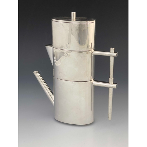 172 - Giacomo Vavassori for Vavassori and Pirovano, an Italian Modernist silver three piece stacking tea s... 