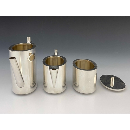 172 - Giacomo Vavassori for Vavassori and Pirovano, an Italian Modernist silver three piece stacking tea s... 