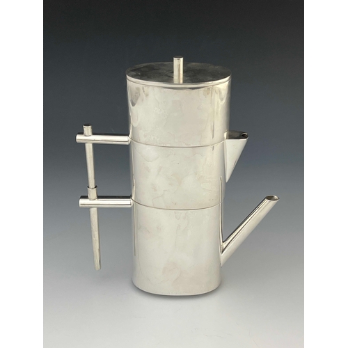 172 - Giacomo Vavassori for Vavassori and Pirovano, an Italian Modernist silver three piece stacking tea s... 