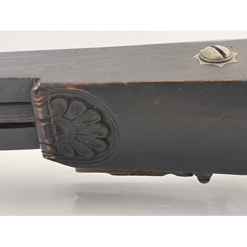 206 - A late 17th/early 18th century German wheel lock rifle, 74 inch octagonal sighted barrel, barrel wit... 