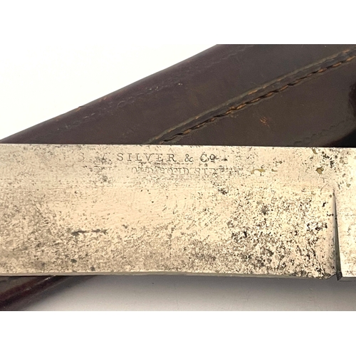 207 - A Victorian Bowie knife, 8 inch blade stamped Silver & Co Old Bond Street, silver plate crossguard w... 