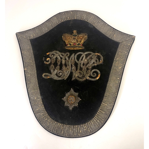 212 - A Queen's Own Worcestershire Hussars yeomanry sabretache, bullion crown over cypher, the shield with... 