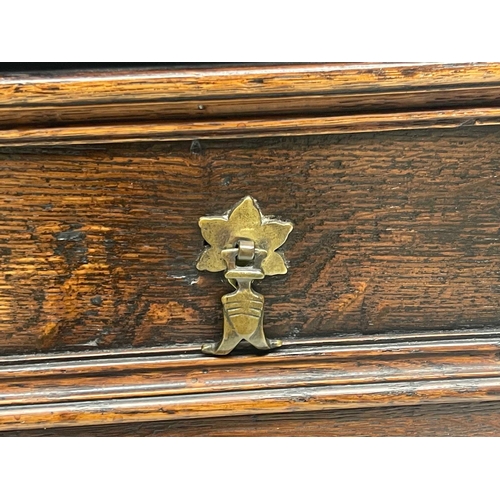 226 - A Charles II oak side table, circa 1680, moulded overhanging top, single long frieze drawer with mou... 