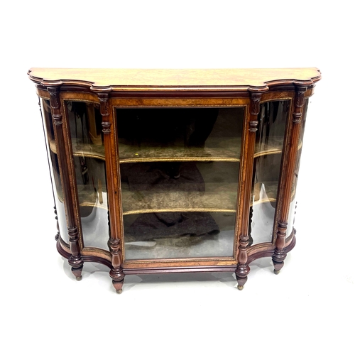 248 - A mid Victorian burr walnut credenza, circa 1860, or breakfront form, crossbanded and strung top, gi... 