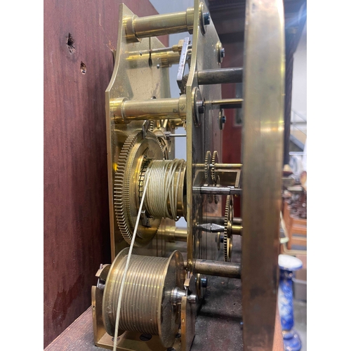 259 - Hutton, Edinburgh, a George III mahogany longcase regulator clock, scroll pediment with brass rounde... 