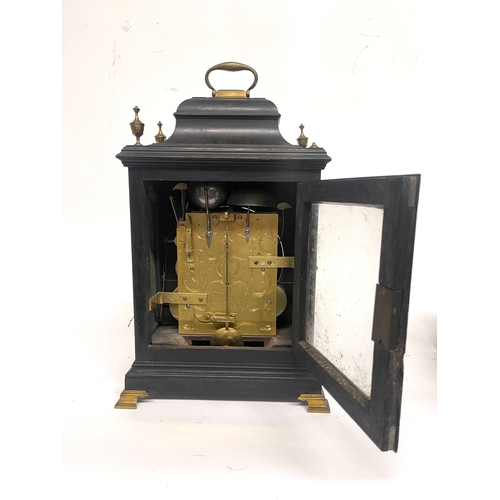 260 - Thomas Green, Bristol Hotwell, a George III bracket clock, ebonised chamfered case, caddy top with b... 