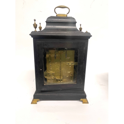 260 - Thomas Green, Bristol Hotwell, a George III bracket clock, ebonised chamfered case, caddy top with b... 