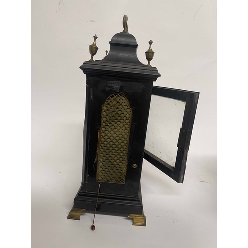 260 - Thomas Green, Bristol Hotwell, a George III bracket clock, ebonised chamfered case, caddy top with b... 