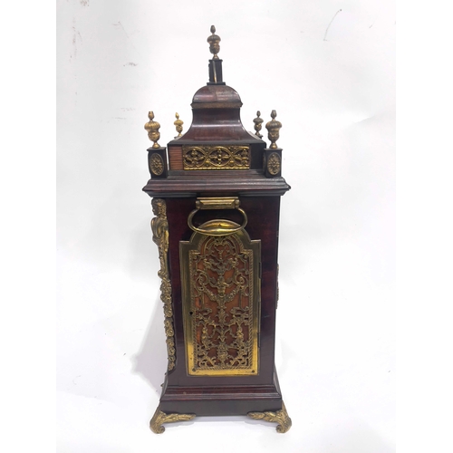 263 - Spencer & Perkins, London, a George III mahogany bracket clock, caddy top with gilt metal urn finial... 