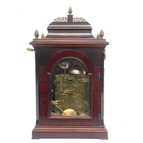 264 - Windmills, London, a George II bracket clock, mahogany chamfered case, caddy top with brass pineappl... 