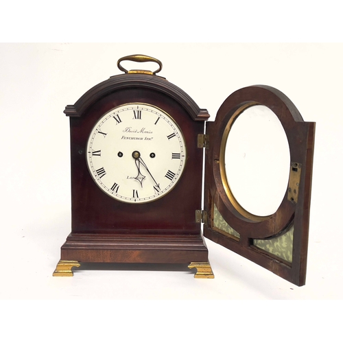 266 - David Morice, London, a Regency bracket clock, circa 1820, arched top flame mahogany case with gilt ... 