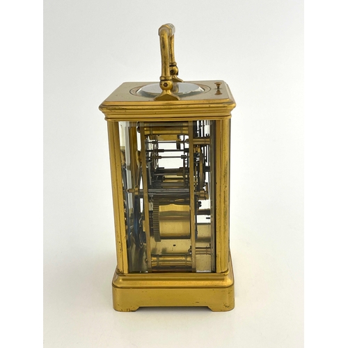 269 - Henry Jacot, a French gilt brass carriage repeat clock, jewelled lever escapement, signed to the bac... 