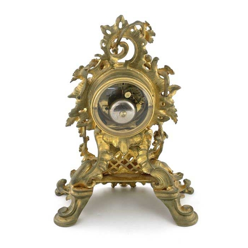 270 - Raingo Freres, a mid 19th century French ormolu and gilt brass mantel clock, relief moulded Rococo f... 