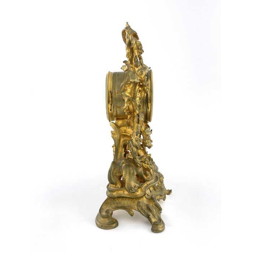 270 - Raingo Freres, a mid 19th century French ormolu and gilt brass mantel clock, relief moulded Rococo f... 