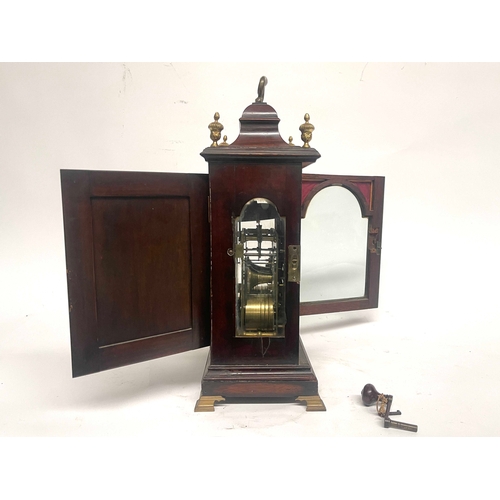 271 - William Beavington, Stourbridge, a George III mahogany bracket clock, caddy top with brass swing han... 