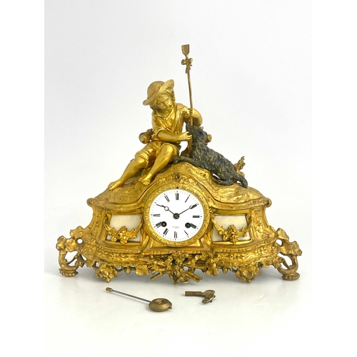 273 - A late 19th Century French gilt ormolu bracket clock, circa 1870, of Baroque design, surmounted with... 