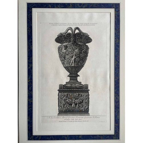 290 - Giovanni Battista Piranesi (1720-1778), a set of six etchings of classical urns and vases, from Vasi... 