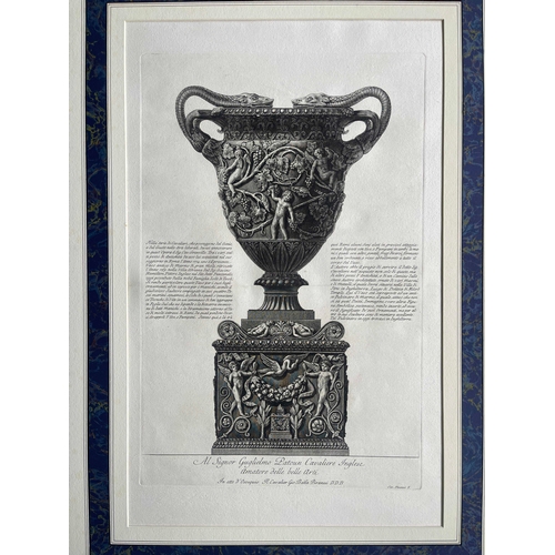 290 - Giovanni Battista Piranesi (1720-1778), a set of six etchings of classical urns and vases, from Vasi... 