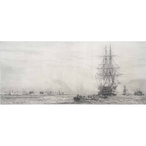 298 - William Lionel Wyllie (British, 1851-1931), H.M.S. Victory in Portsmouth Harbour, signed l.l., etchi... 